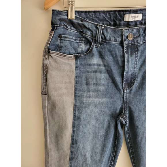 Kensie Jeans Women's Skinny Raw Hem Blue Gray Two Tone Mid Rise Stretch 10/30 - Picture 4 of 9